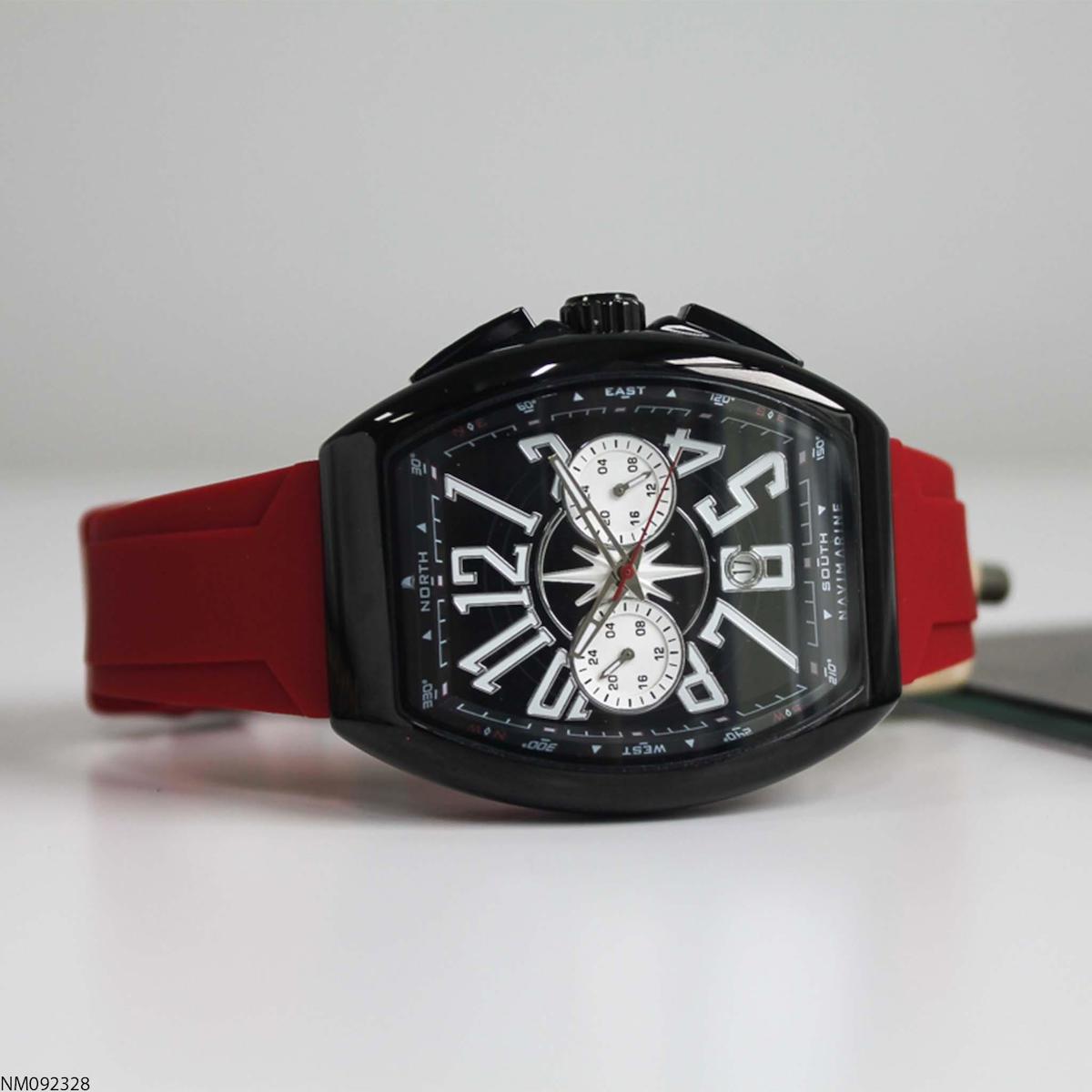 Navimarine NM092328 Takvimli Kırmızı Silikon Kordon Analog Erkek Kol Saati