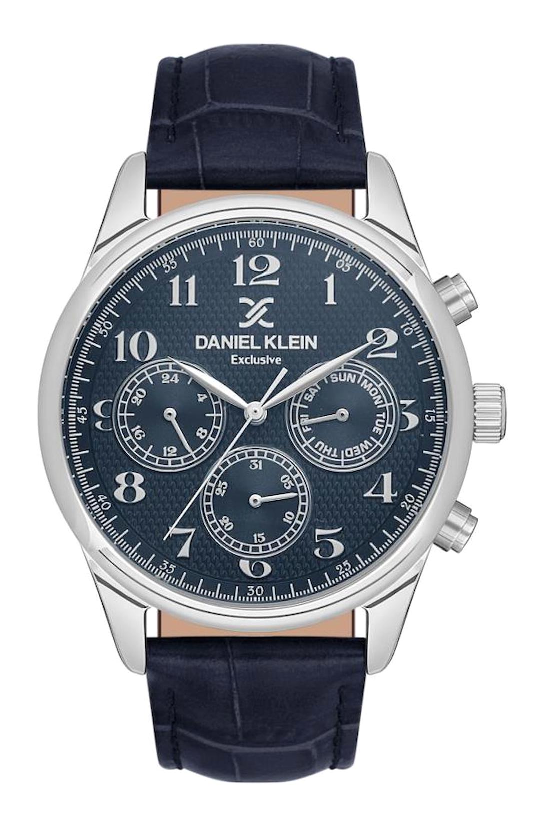 Daniel Klein DK102-DK.1.13550-2 Takvimli 42 mm Lacivert Deri Kordon Analog Erkek Kol Saati