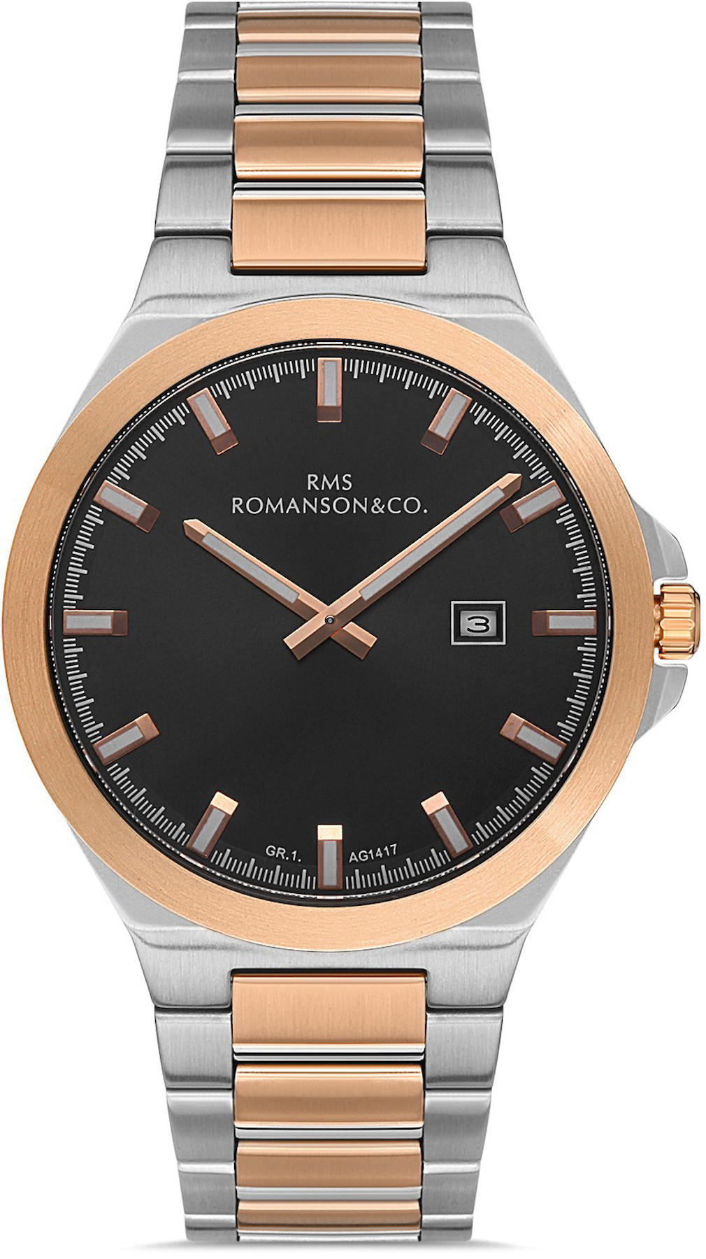 Romanson GR.1.AG1417.25 Takvimli 42 mm Altın-Çelik Kordon Analog Kol Saati