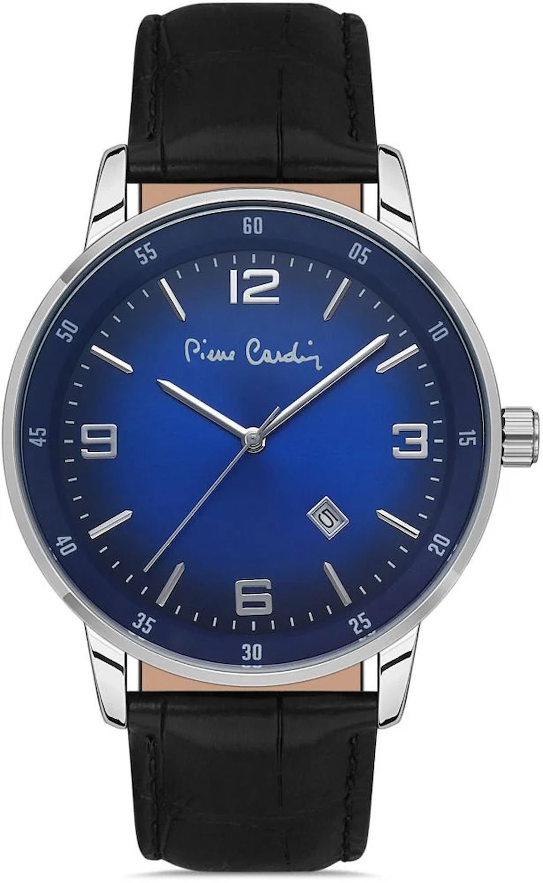 Pierre Cardin PC800401F01 Takvimli 44 mm Siyah Deri Kordon Analog Kol Saati