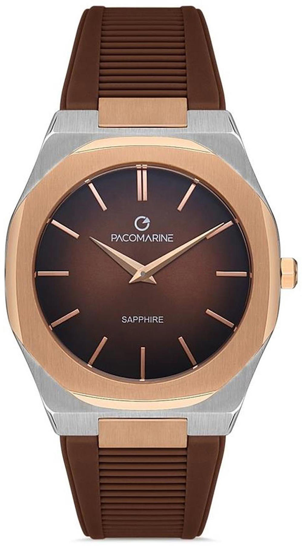 Pacomarine PM.22021.05 42 mm Kahverengi Silikon Kordon Analog Kol Saati