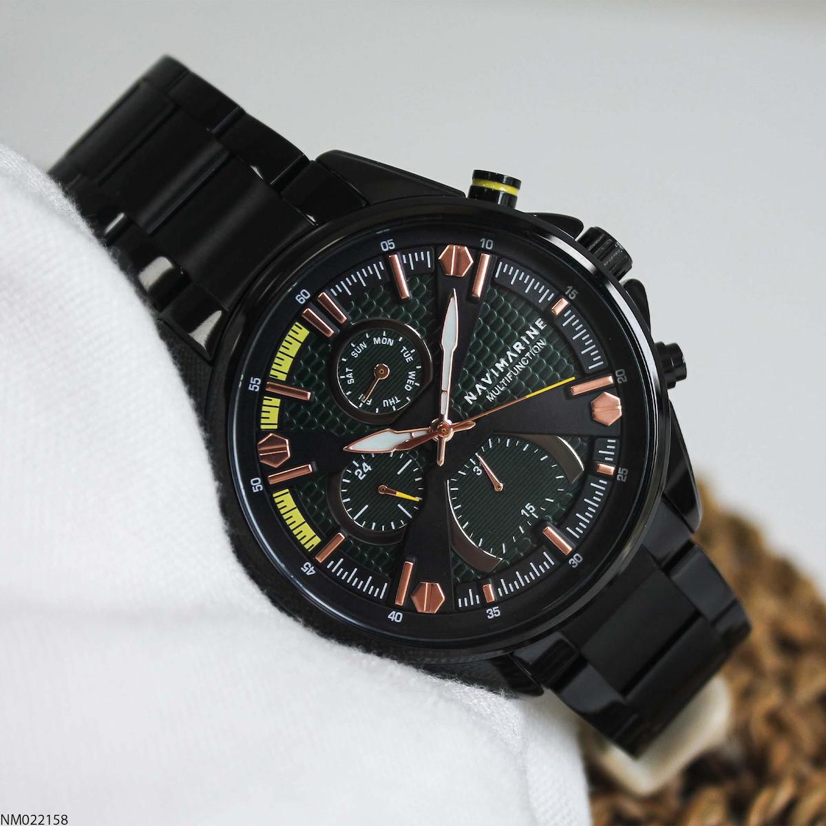 Navimarine NM022158 Takvimli 45 mm Siyah Çelik Kordon Analog Erkek Kol Saati