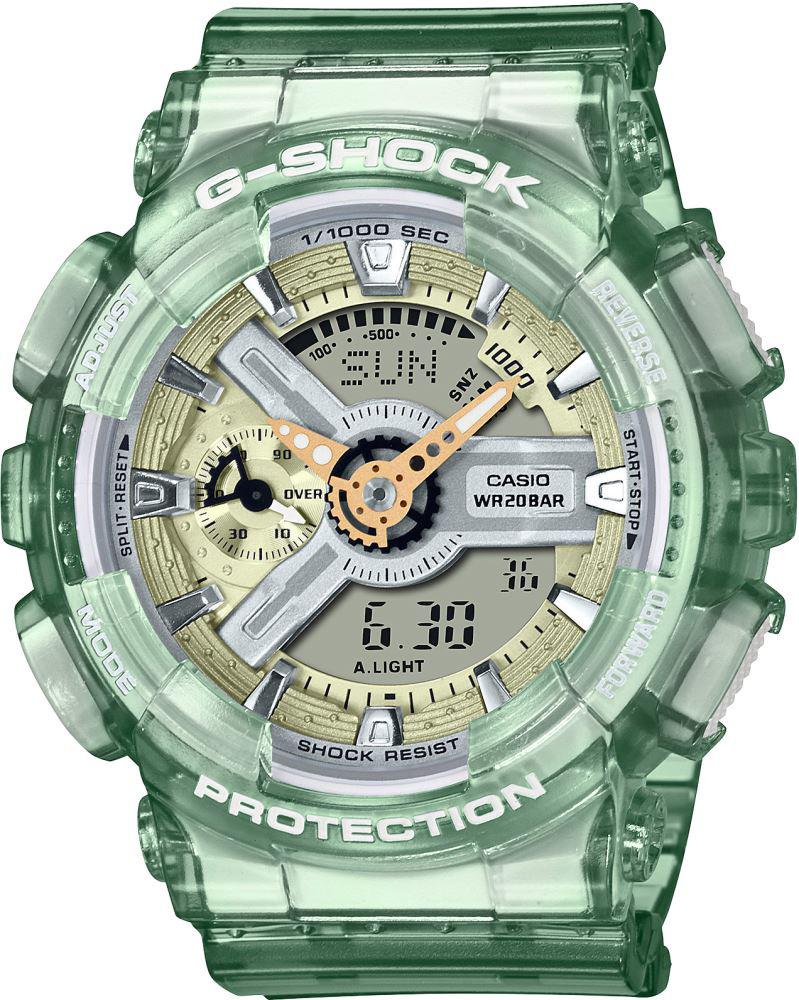 Casio GMA-S110GS-3A Takvimli 46 mm Yeşil Silikon Kordon Analog Kol Saati
