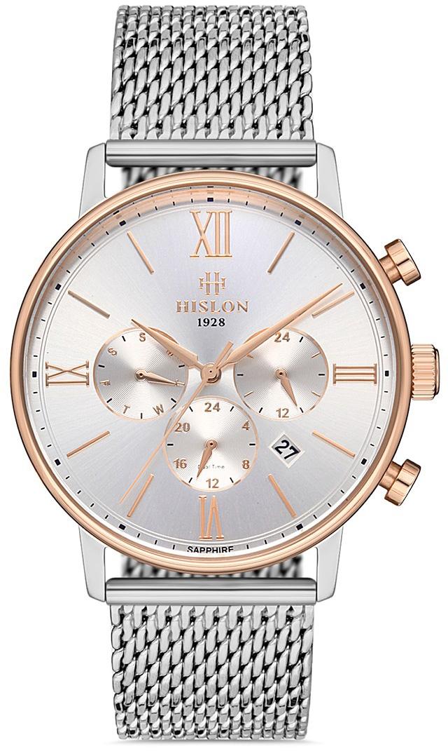 Hislon DT116T-02SR Pusulalı Takvimli 41 mm Çelik Kordon Analog Erkek Kol Saati