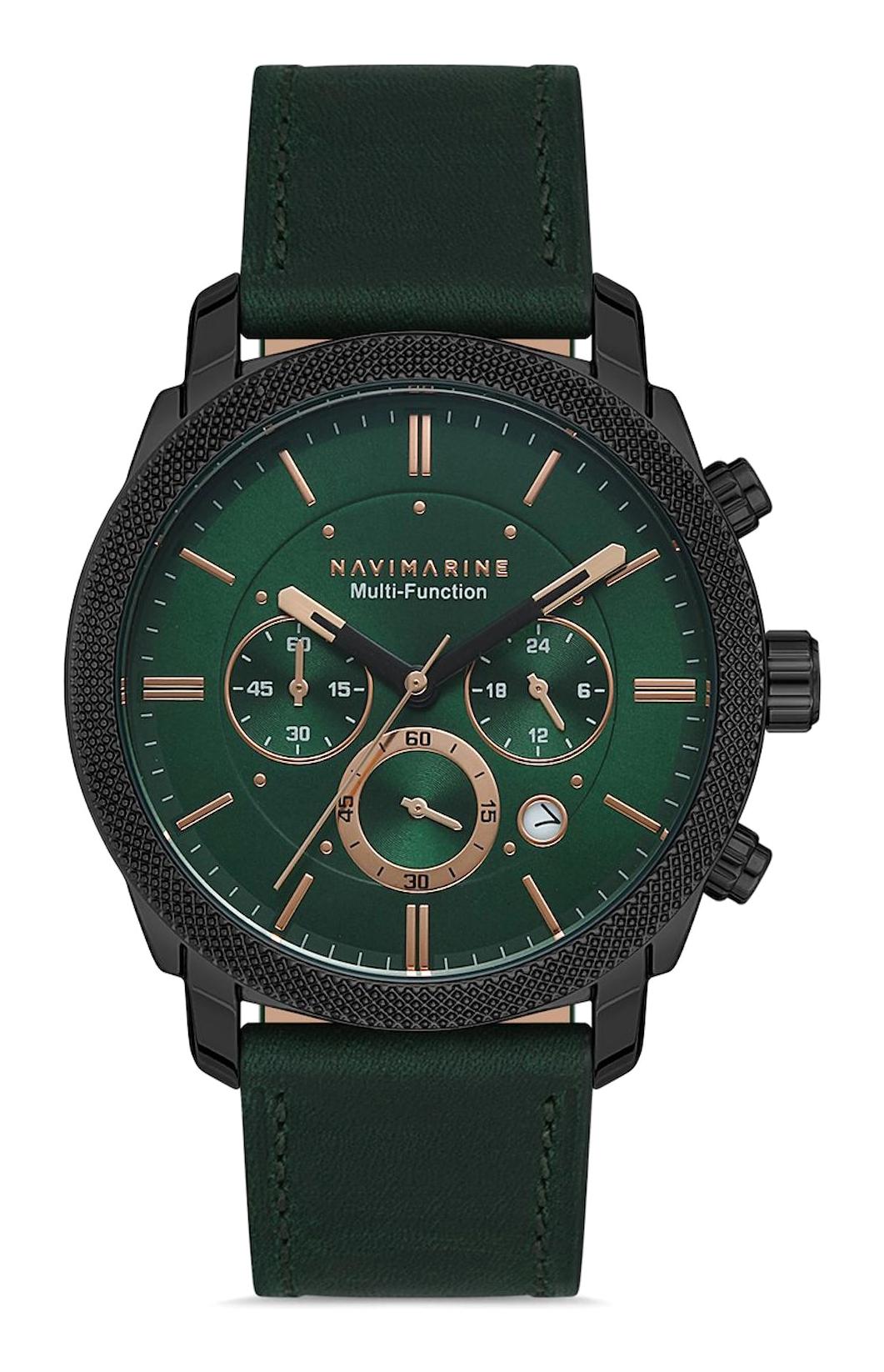 Navimarine NVM40-ZG10 Takvimli 43 mm Yeşil Çelik Kordon Analog Erkek Kol Saati