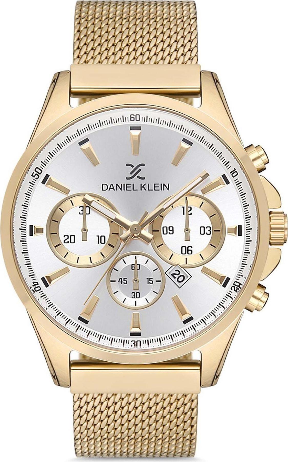 Daniel Klein DK013213K-02 Takvimli Altın Çelik Kordon Analog Erkek Kol Saati