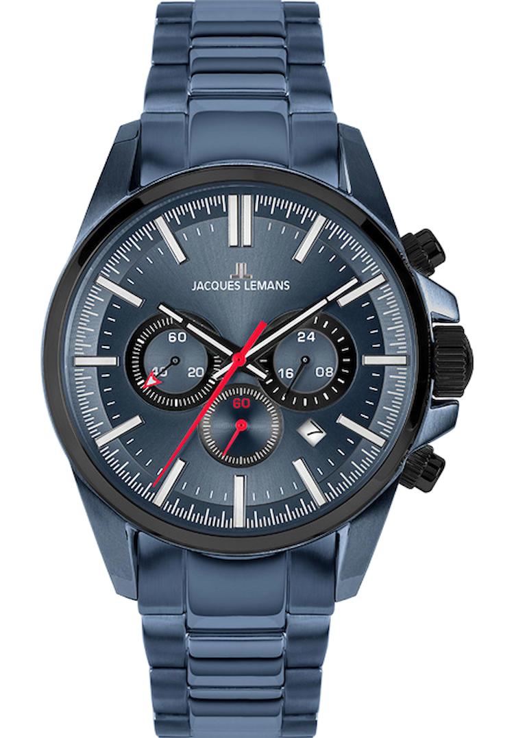 Jacques Lemans LİVERPOOL 1-2119G Takvimli 44 mm Mavi Çelik Kordon Analog Erkek Kol Saati
