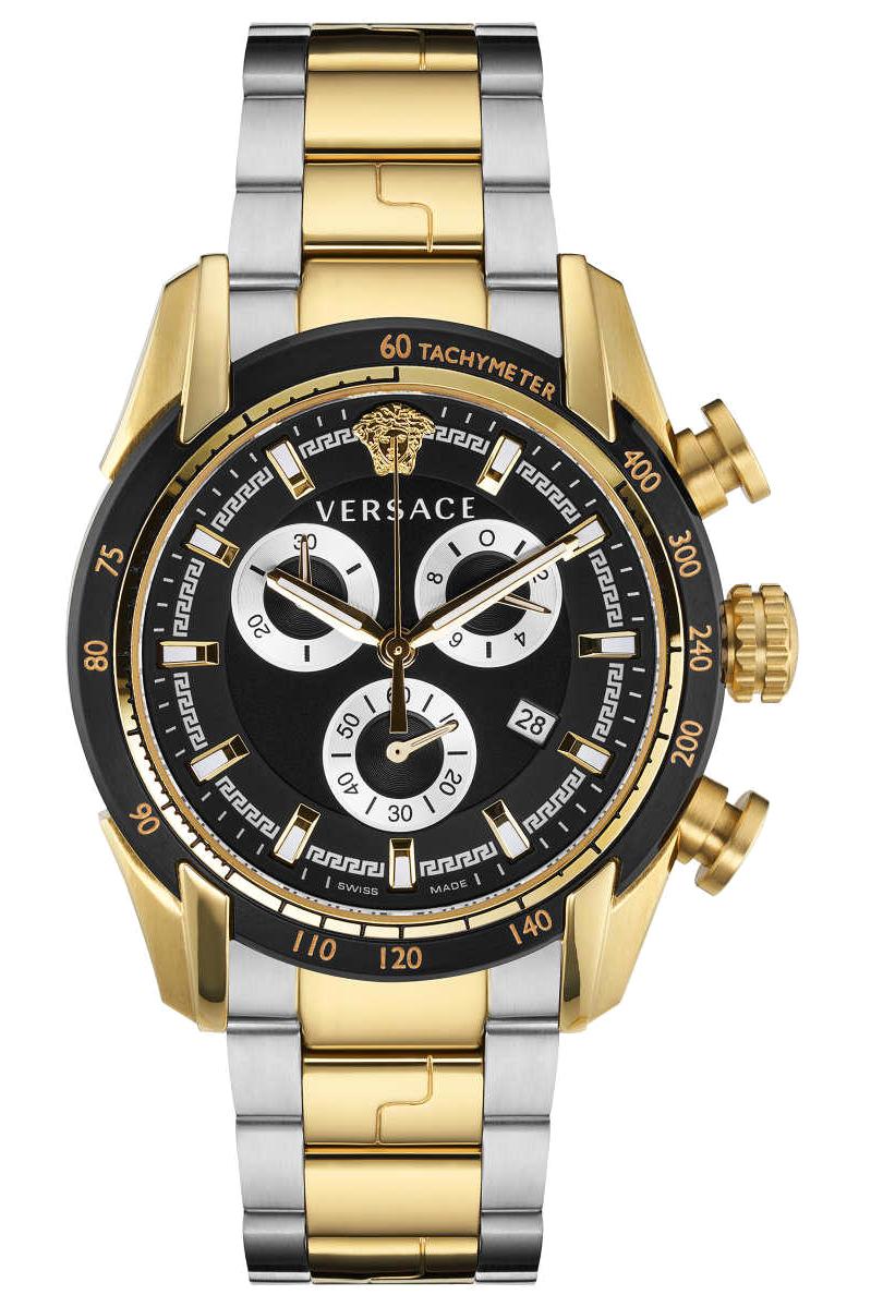 Versace VRSCVE2I00421 Takvimli 43 mm Altın-Çelik Kordon Analog Erkek Kol Saati