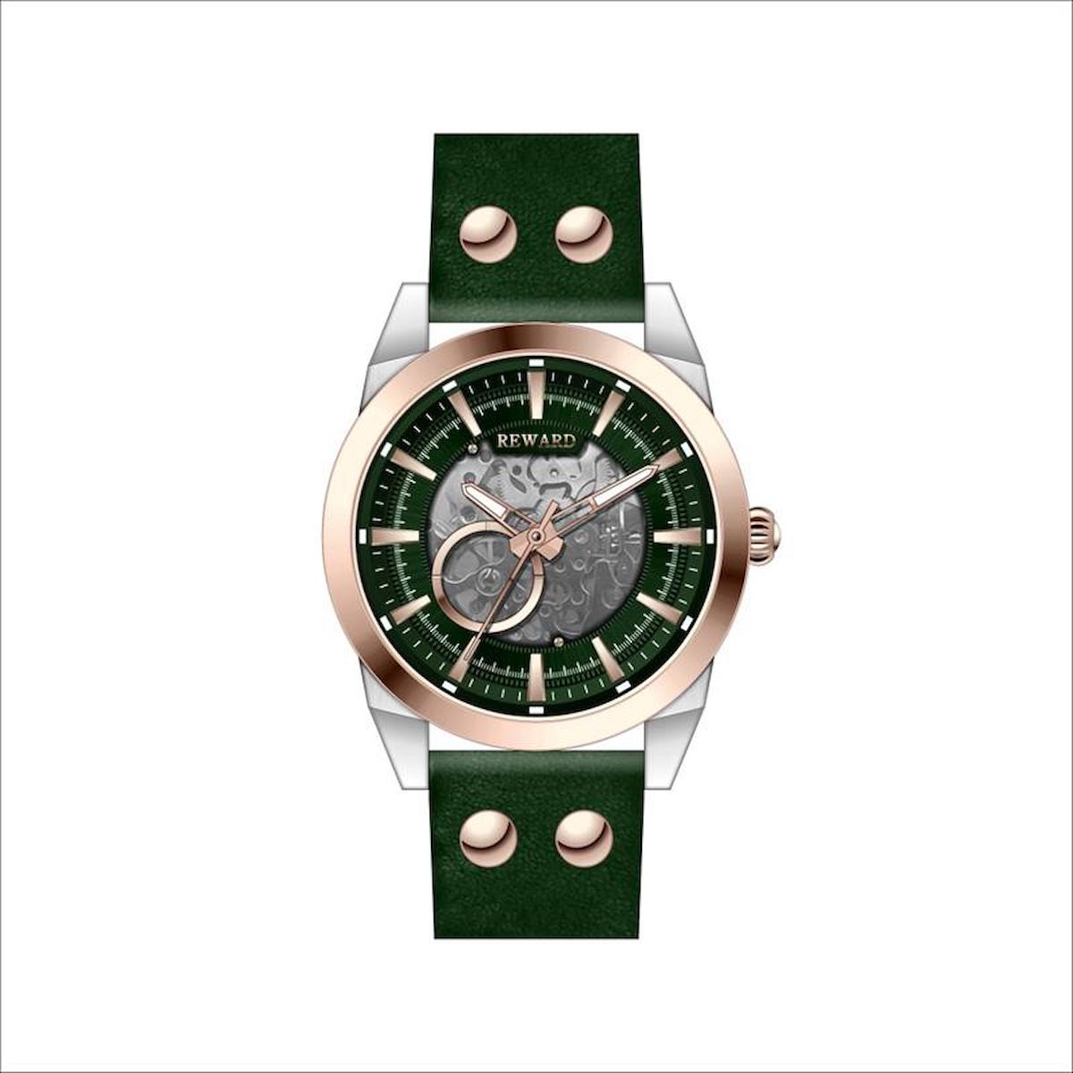 Reward A144104 45 mm Yeşil Deri Kordon Analog Erkek Kol Saati