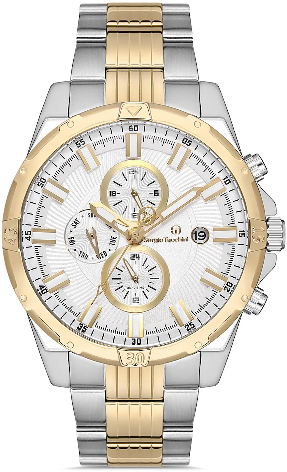 Sergio Tacchini ST.1.10155.5 Takvimli 43 mm Altın-Çelik Kordon Analog Kol Saati