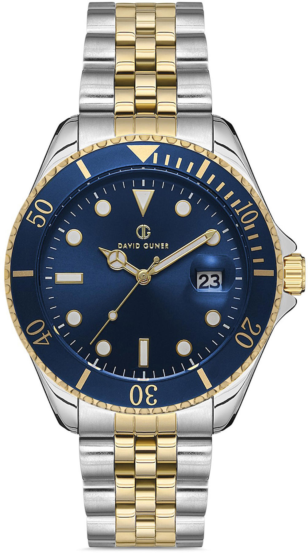 David Guner DG-8230GA-D3 Takvimli 42 mm Altın-Çelik Kordon Analog Kol Saati