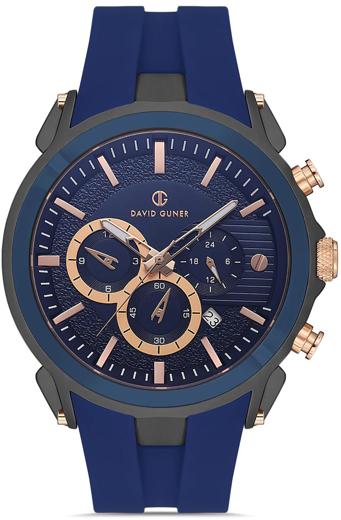 David Guner DG-8655GD-ZA3 Takvimli 42 mm Mavi Metal Kordon Analog Kol Saati
