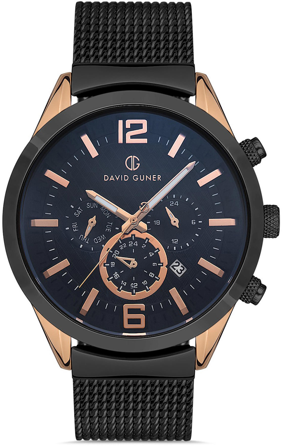 David Guner DG-8368GC-R2 Takvimli 42 mm Siyah Metal Kordon Analog Kol Saati