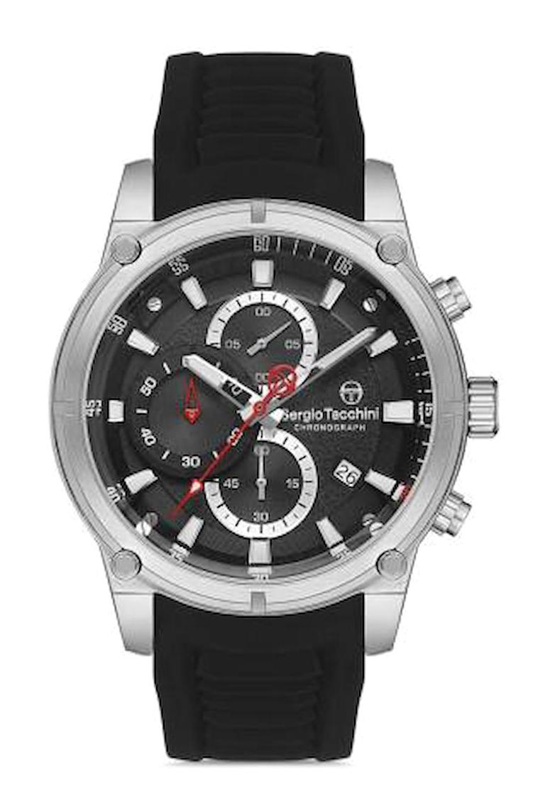 Sergio Tacchini ST.1.10186.1 Takvimli 42 mm Siyah Silikon Kordon Analog Erkek Kol Saati
