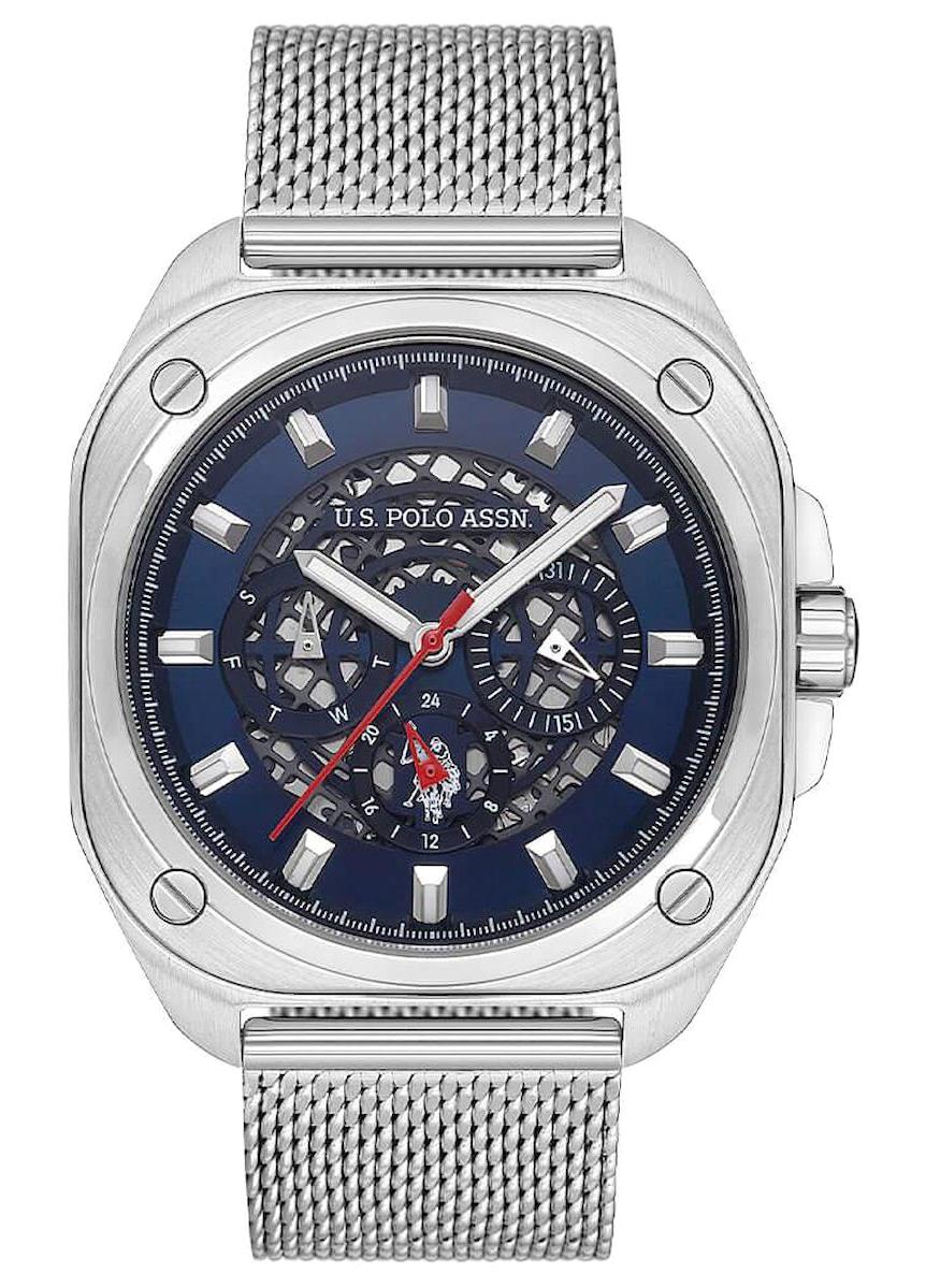 U.S. Polo Assn USPA1063-02 Takvimli 43 mm Gri Hasır Kordon Analog Erkek Kol Saati