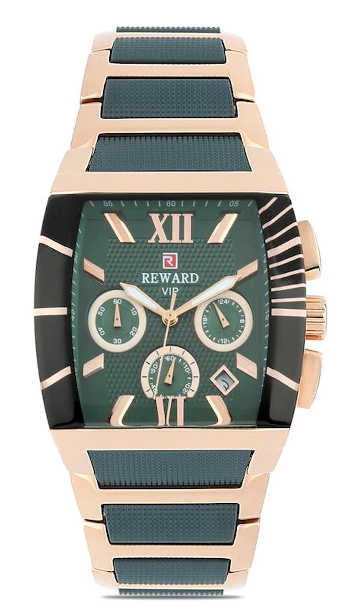 Reward A141140 Takvimli 39 mm Rose Gold-Yeşil Silikon Kordon Analog Erkek Kol Saati