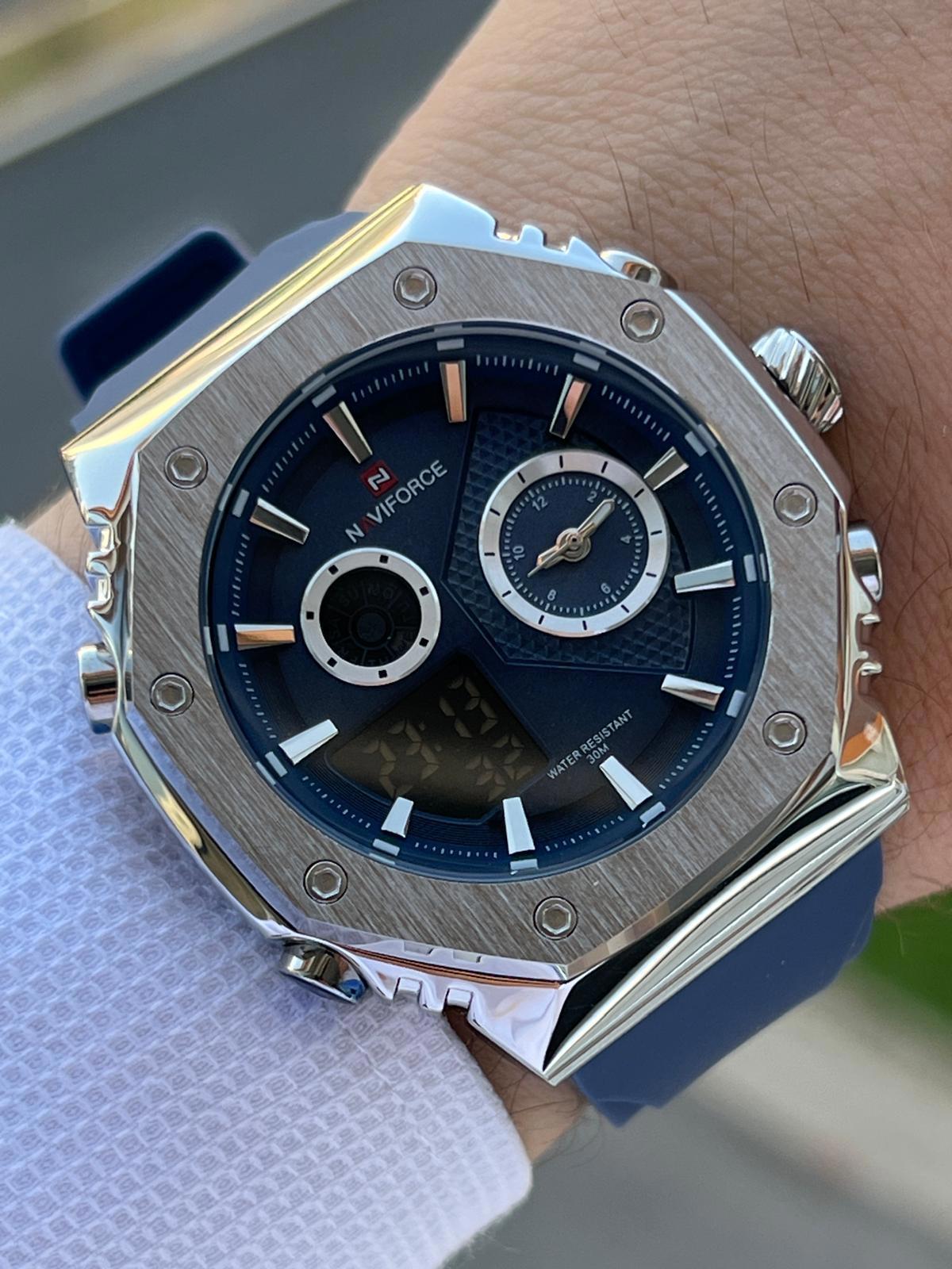 Naviforce ENF9228LCV Takvimli 45-48 mm Lacivert Silikon Kordon Analog Erkek Kol Saati
