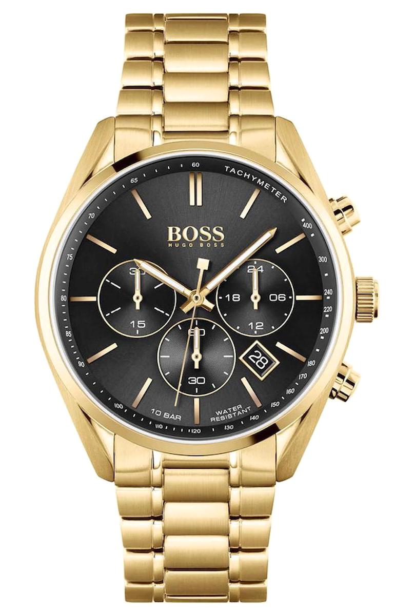 Hugo Boss HB1513848 Pusulalı Takvimli Altın Çelik Kordon Analog Erkek Kol Saati