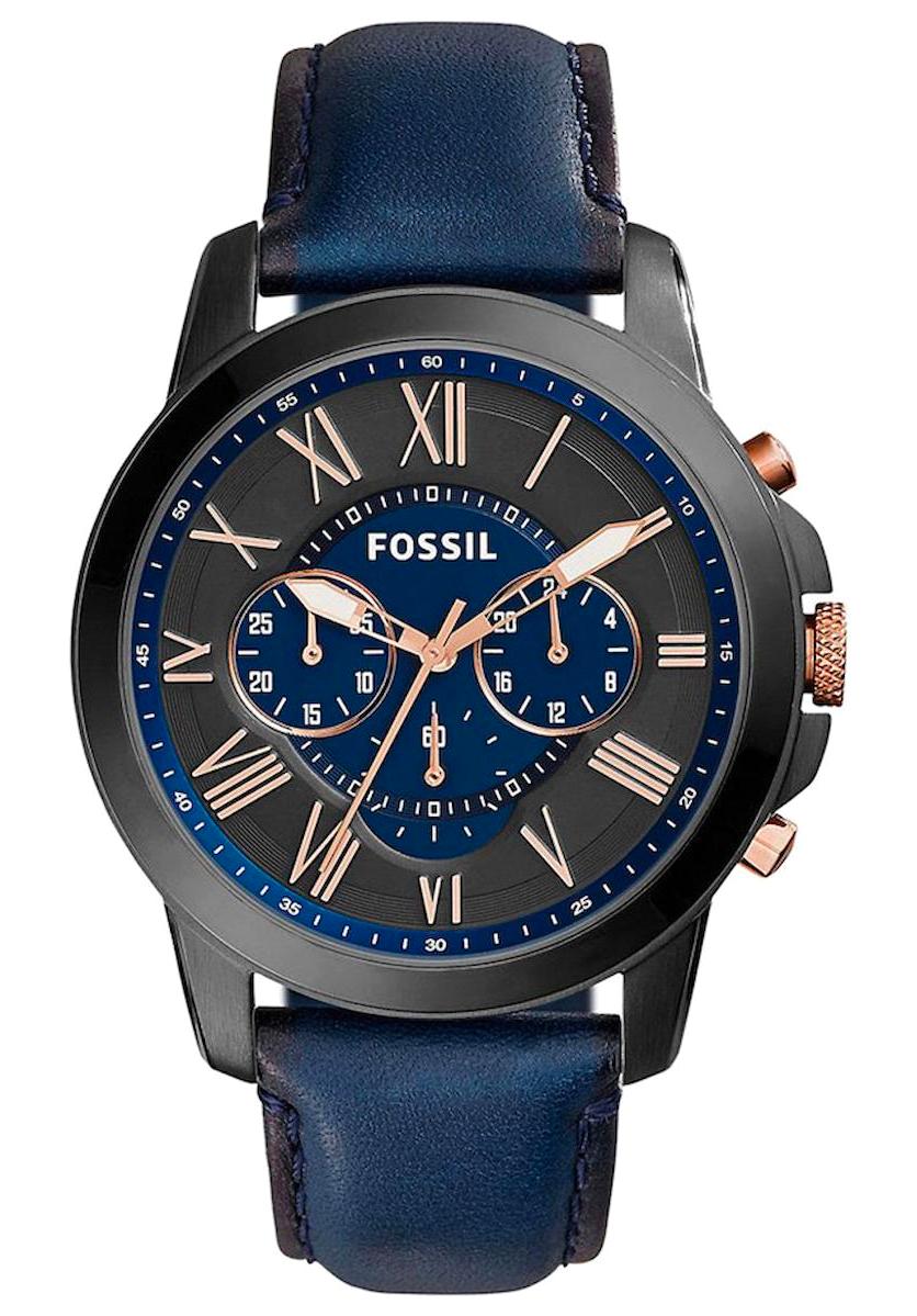 Fossil FFS5061 Takvimli 44 mm Lacivert Deri Kordon Analog Erkek Kol Saati