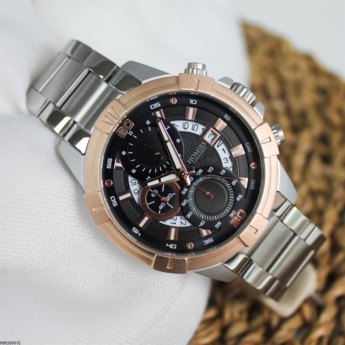 Homies HM38991E Pusulalı Takvimli Metal Kordon Analog Erkek Kol Saati