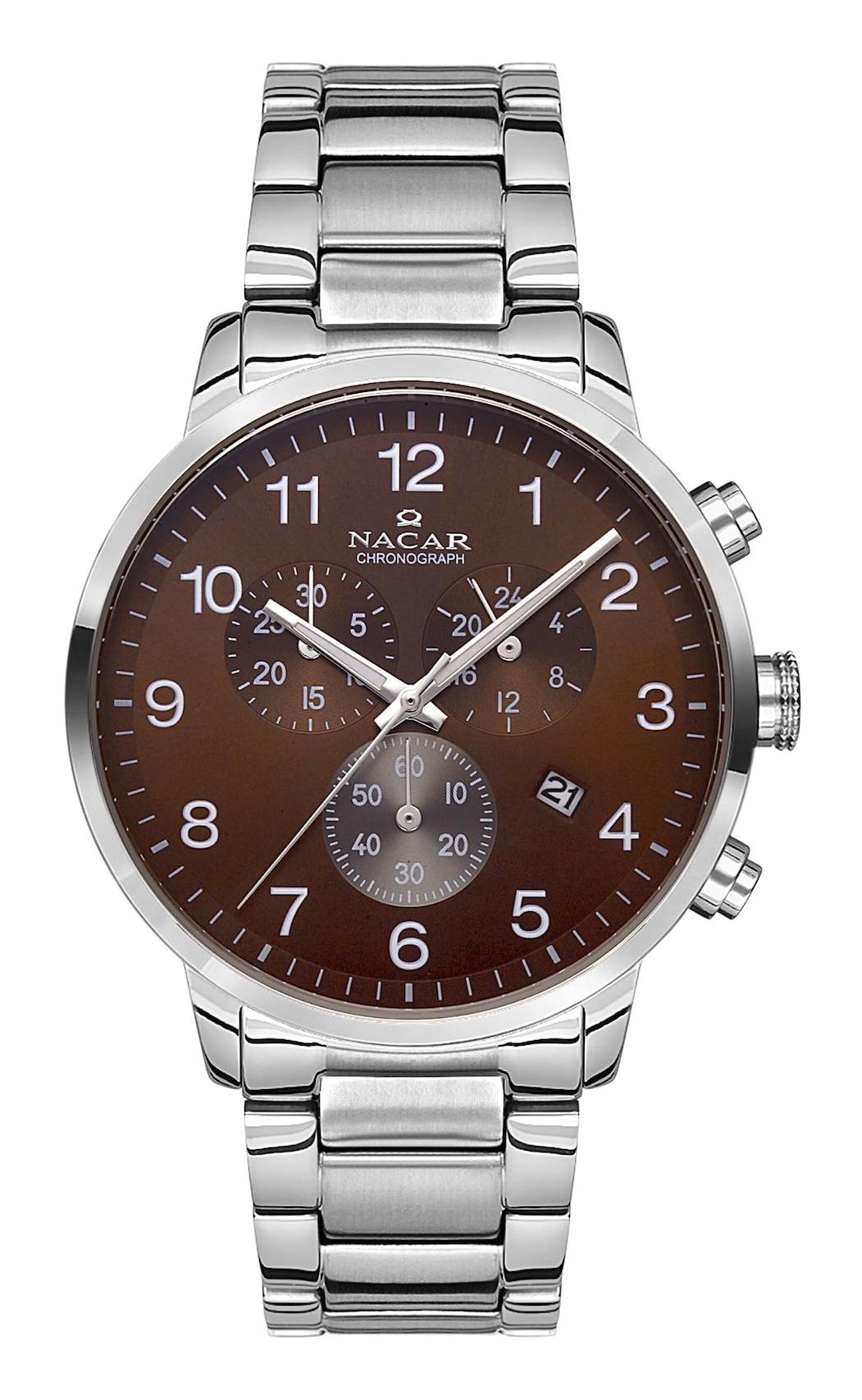 Nacar 34290243AKGM Takvimli 44 mm Çelik Kordon Analog Kol Saati