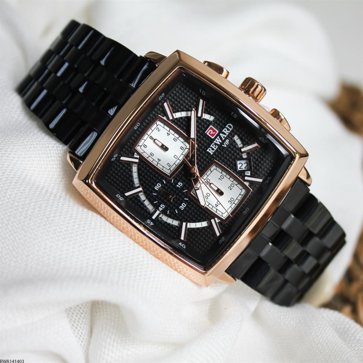 Reward RWA141403 Takvimli 40 mm Rose Gold-Siyah Metal Kordon Analog Erkek Kol Saati