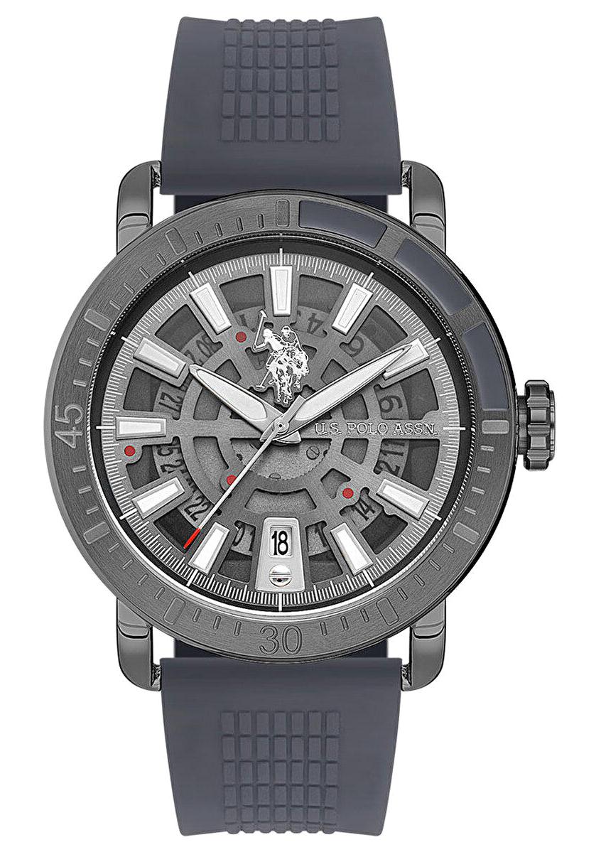 U.S. Polo Assn USPA1058-02 Takvimli 43 mm Füme Silikon Kordon Analog Erkek Kol Saati