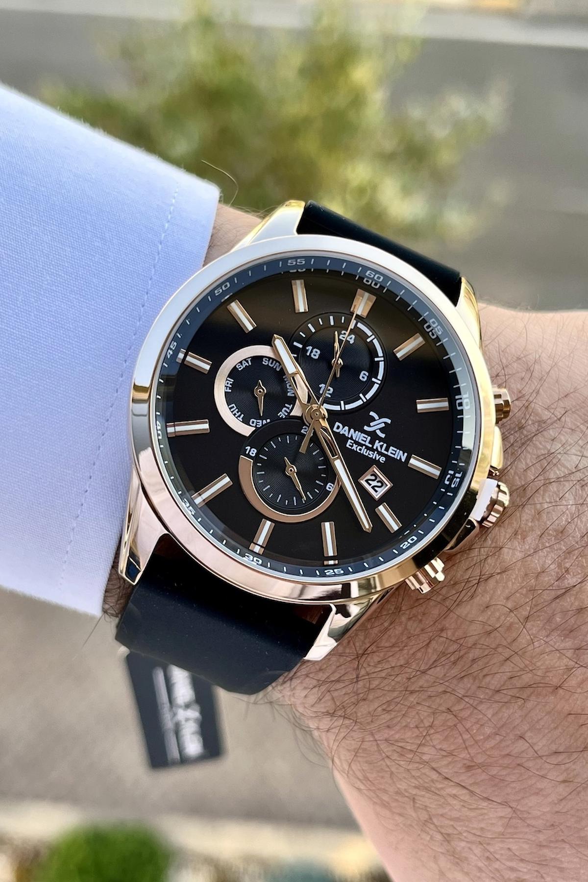 Daniel Klein DKISTE123 Takvimli 42 mm Siyah Silikon Kordon Analog Erkek Kol Saati