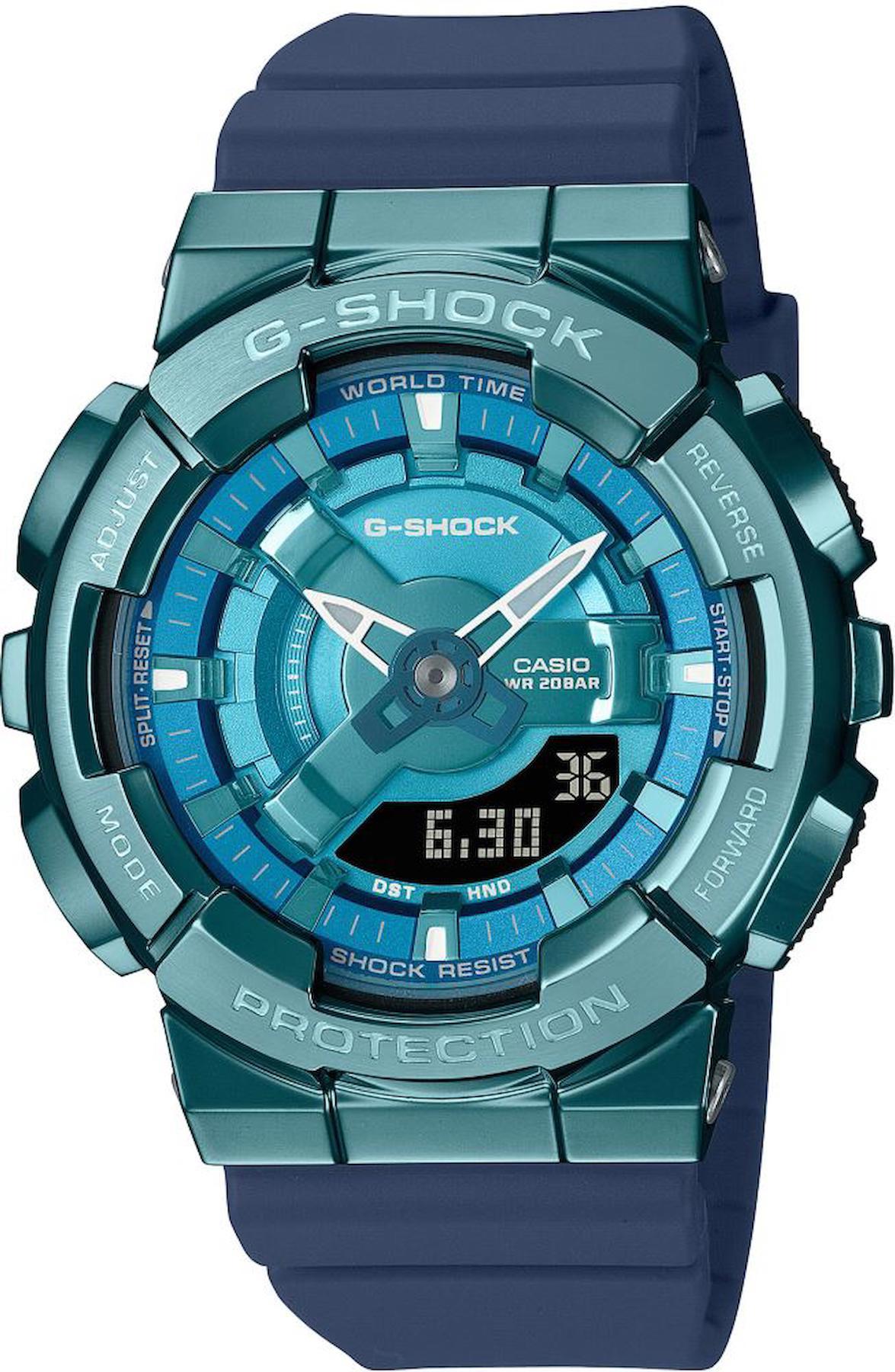 Casio GM-S110LB-2ADR Takvimli 42 mm Lacivert Silikon Kordon Analog Erkek Kol Saati