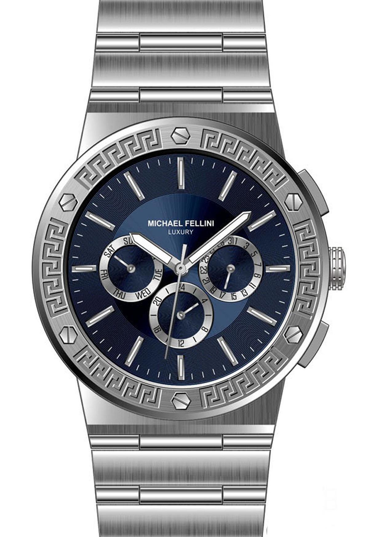Michael Fellini 2398-2 Takvimli 44 mm Metal Kordon Analog Erkek Kol Saati