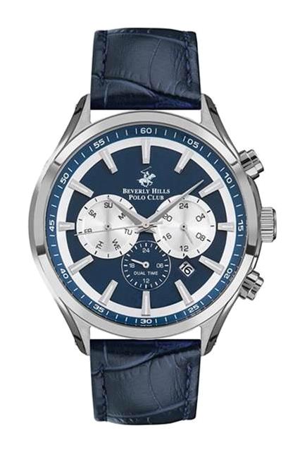 Beverly Hills Polo Club BP3112X399 Takvimli 46-50 mm Lacivert Deri Kordon Analog Erkek Kol Saati