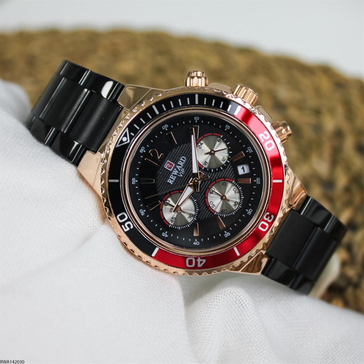 Reward RWA142030 Takvimli 44 mm Siyah Metal Kordon Analog Erkek Kol Saati