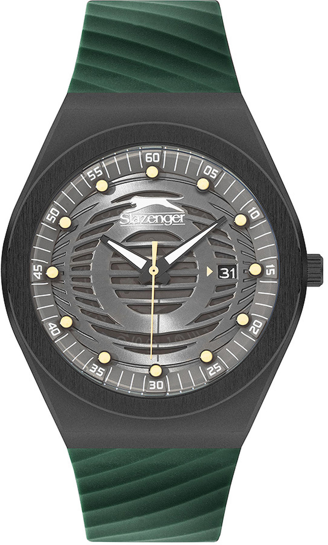 Slazenger SL.09.2221.1.06 Takvimli 44 mm Yeşil Plastik Kordon Analog Erkek Kol Saati