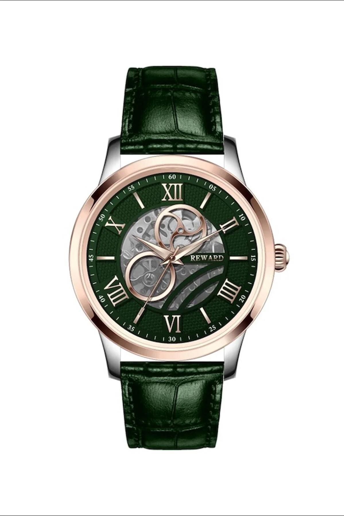 Reward A144084 43 mm Yeşil Deri Kordon Analog Erkek Kol Saati