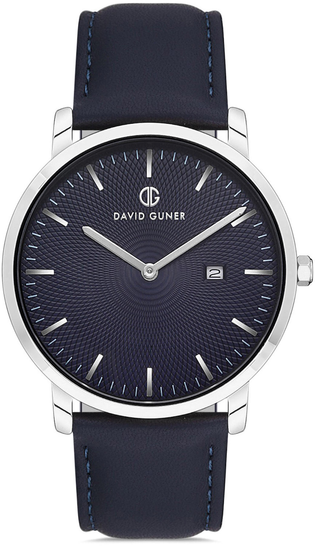 David Guner DG-8287GB-L3 Takvimli 42 mm Lacivert Deri Kordon Analog Kol Saati