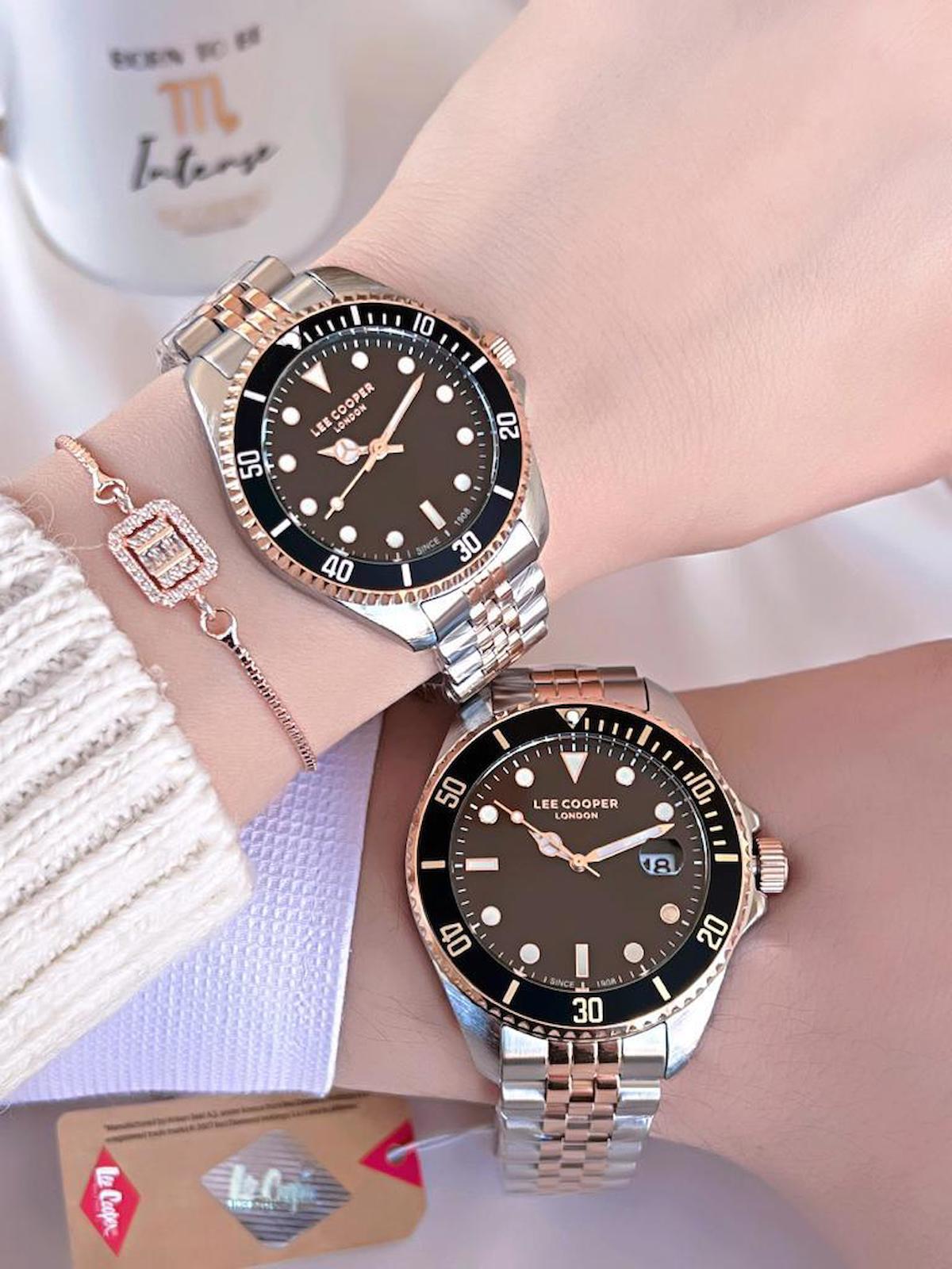 Lee Cooper CİFT.S02 Takvimli 44 mm Çelik Kordon Analog Kol Saati