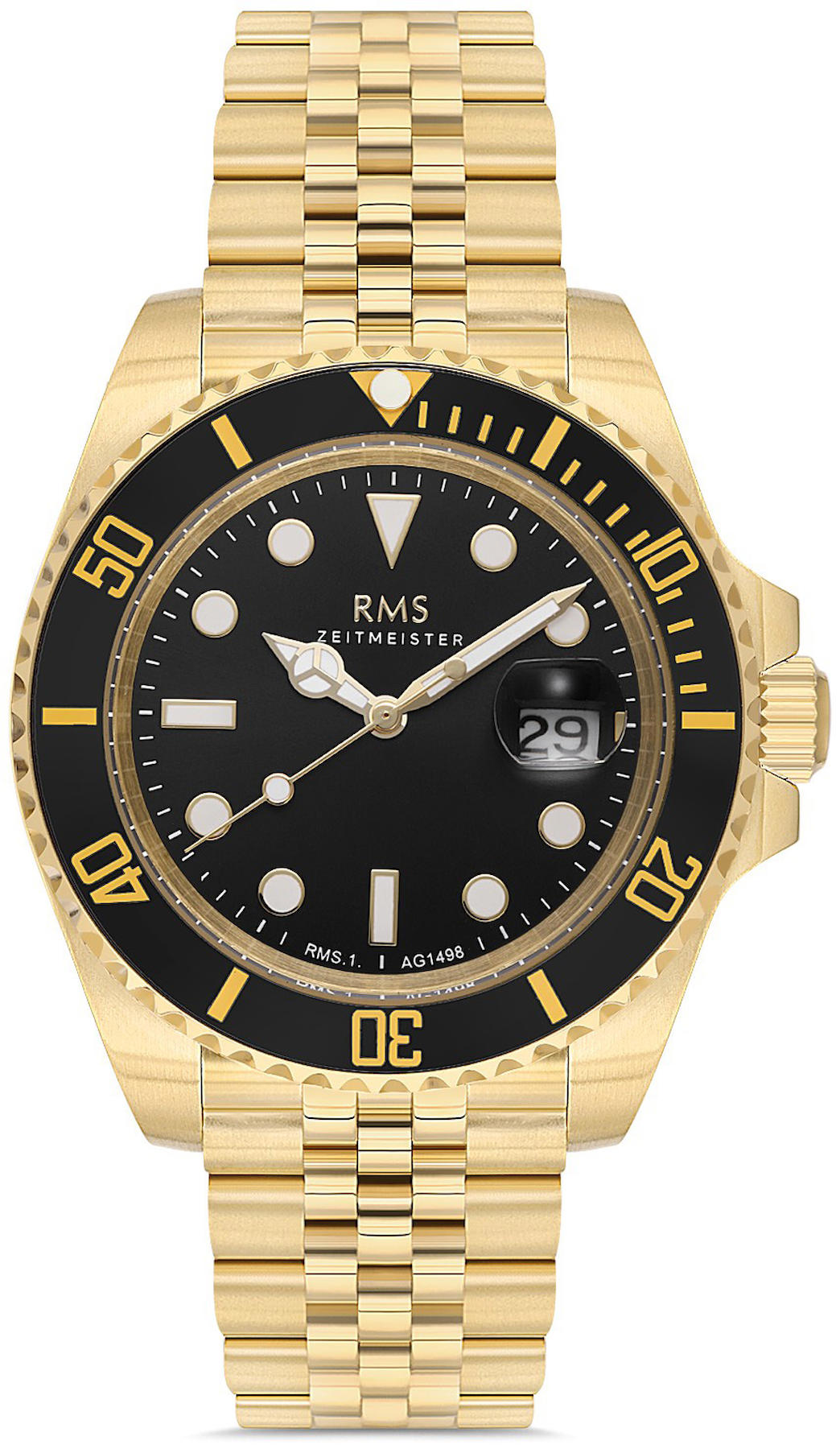 Romanson RMS.1.AG1498.04 Takvimli 43 mm Altın Çelik Kordon Analog Kol Saati