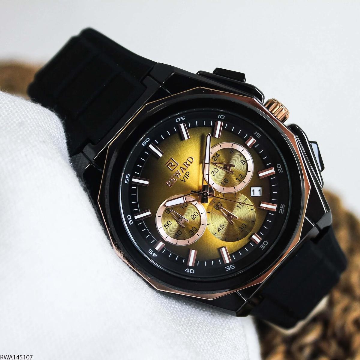 Reward RWA145107 Takvimli 45 mm Siyah Silikon Kordon Analog Erkek Kol Saati