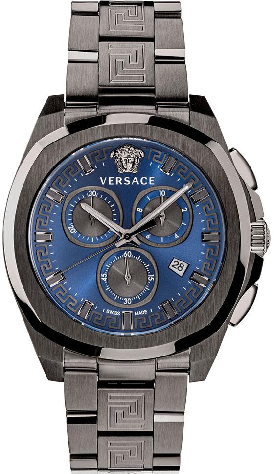 Versace VRSCVEZ800521 Takvimli 43 mm Füme Çelik Kordon Analog Kol Saati