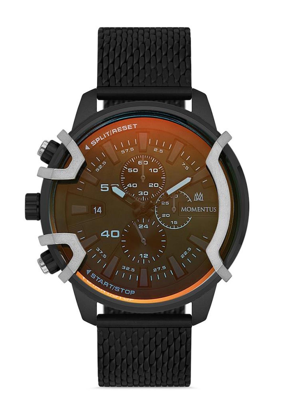 Momentus SM364B-15SX Takvimli 44 mm Siyah Çelik Kordon Analog Erkek Kol Saati