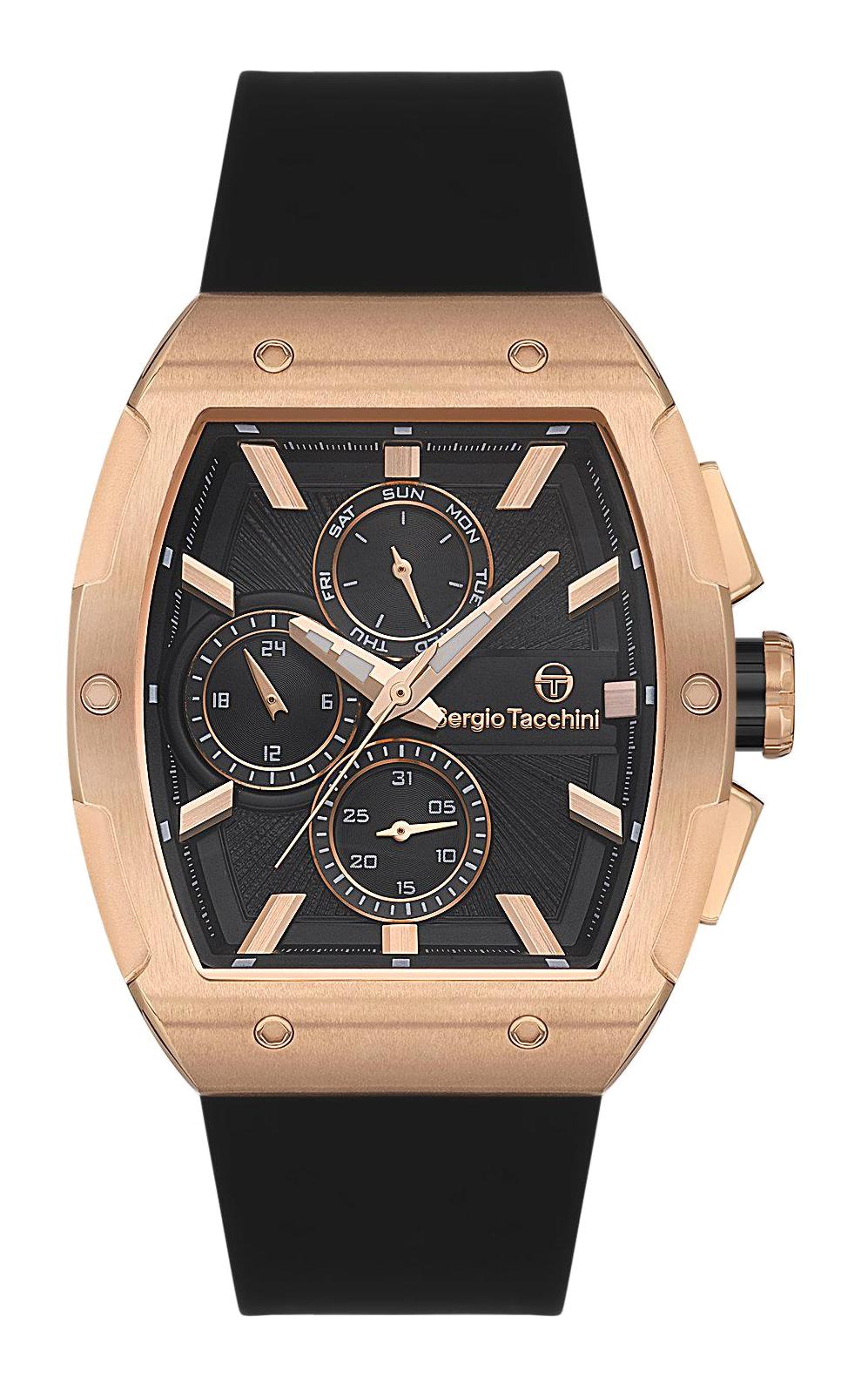 Sergio Tacchini ST.1.10417.2 Takvimli 44 mm Siyah Silikon Kordon Analog Erkek Kol Saati