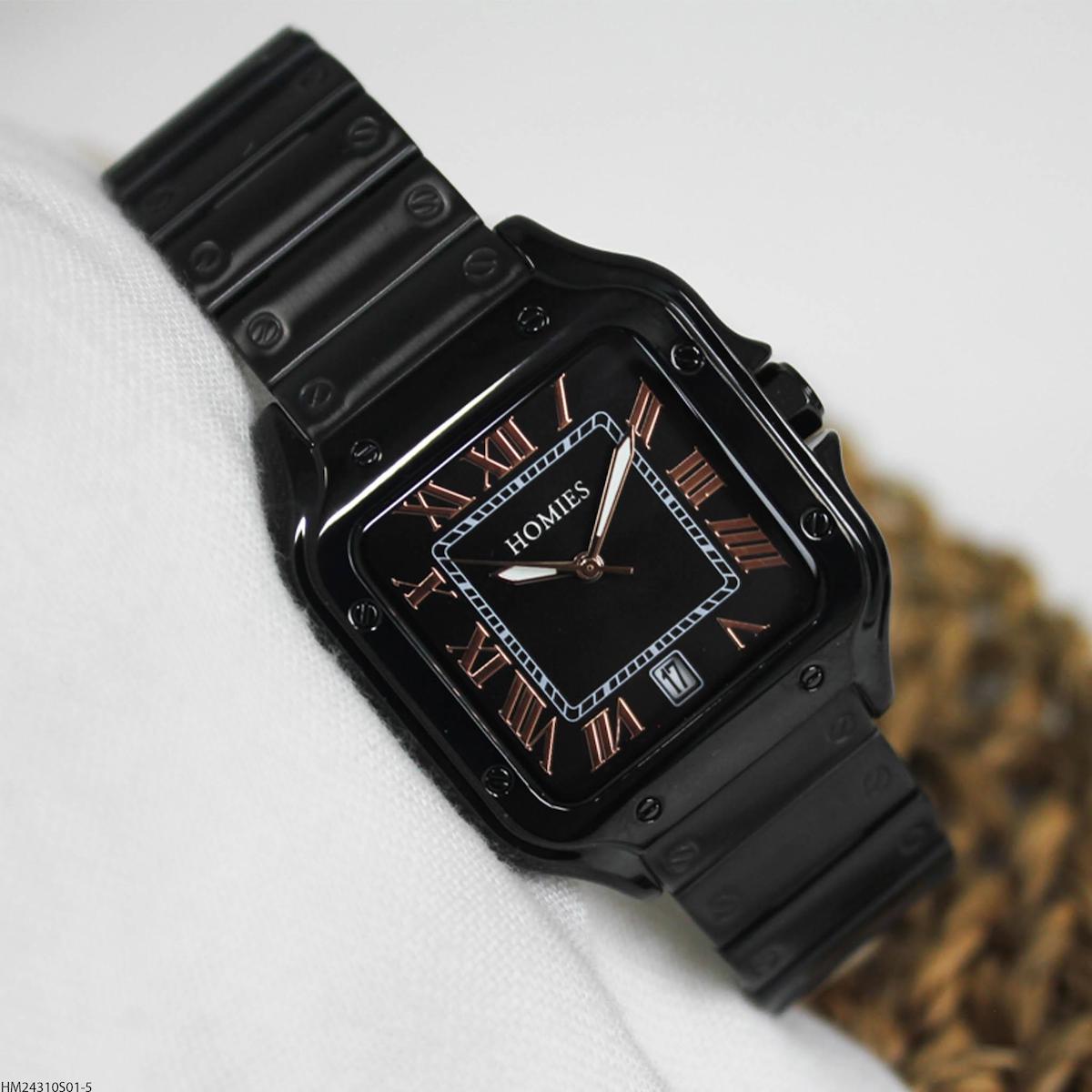 Homies HM24310S01-5 Takvimli 43 mm Siyah Çelik Kordon Analog Erkek Kol Saati