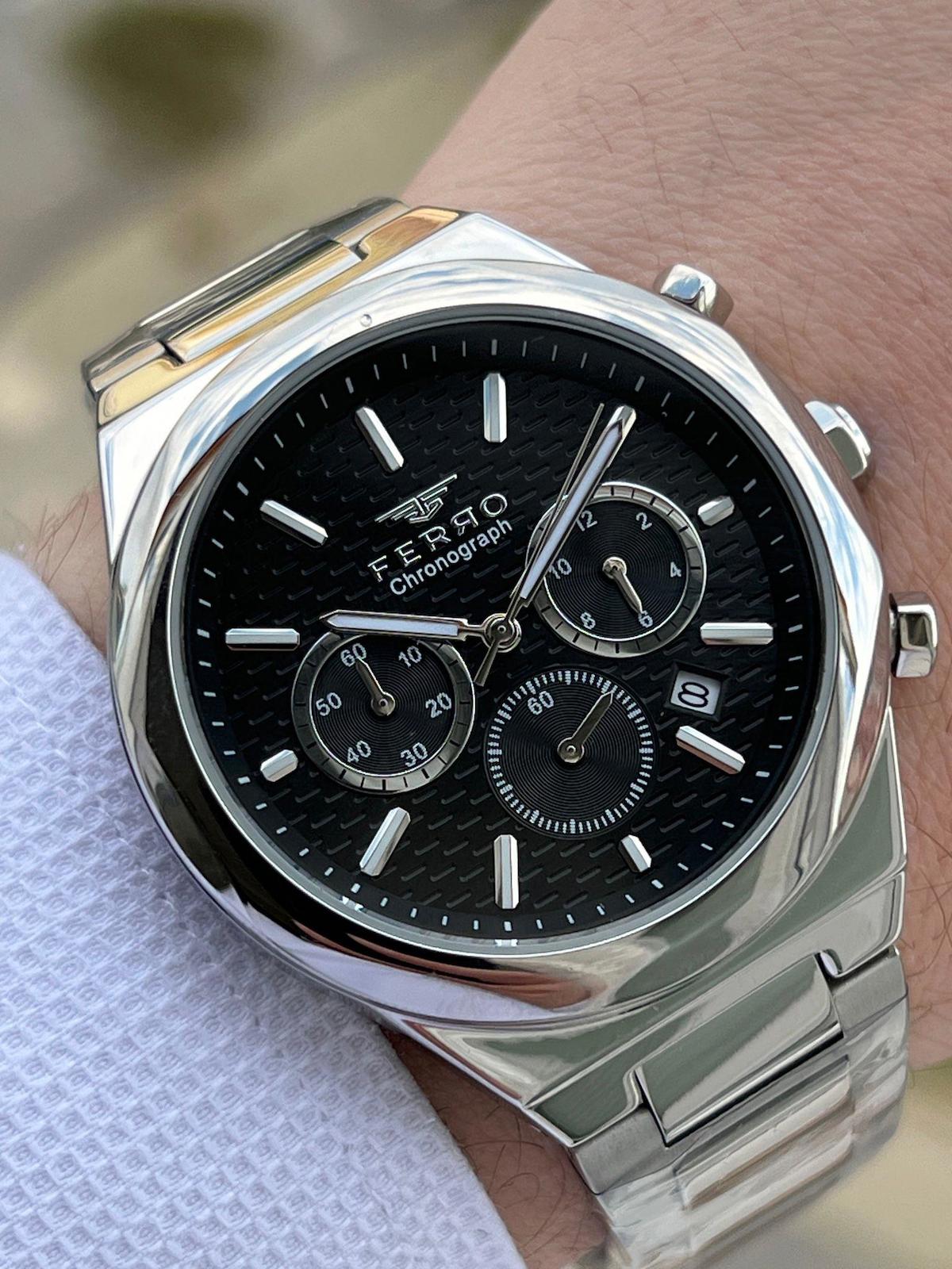 Ferro EFM31458-A2 Su Geçirmez Takvimli 44 mm Çelik Kordon Analog Erkek Kol Saati