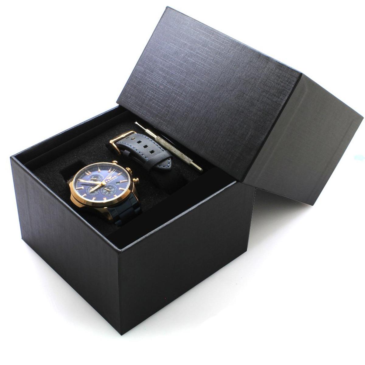Ferro TH-FM110047A-T 44 mm Lacivert Çelik Kordon Analog Erkek Kol Saati