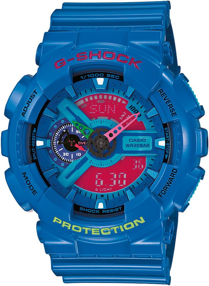 Casio GA-110HC-2A Takvimli 51.2 mm Mavi Silikon Kordon Analog Kol Saati