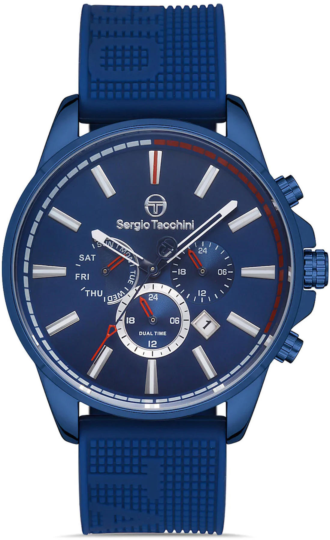 Sergio Tacchini ST.1.10261.3 Takvimli 44 mm Lacivert Silikon Kordon Analog Kol Saati