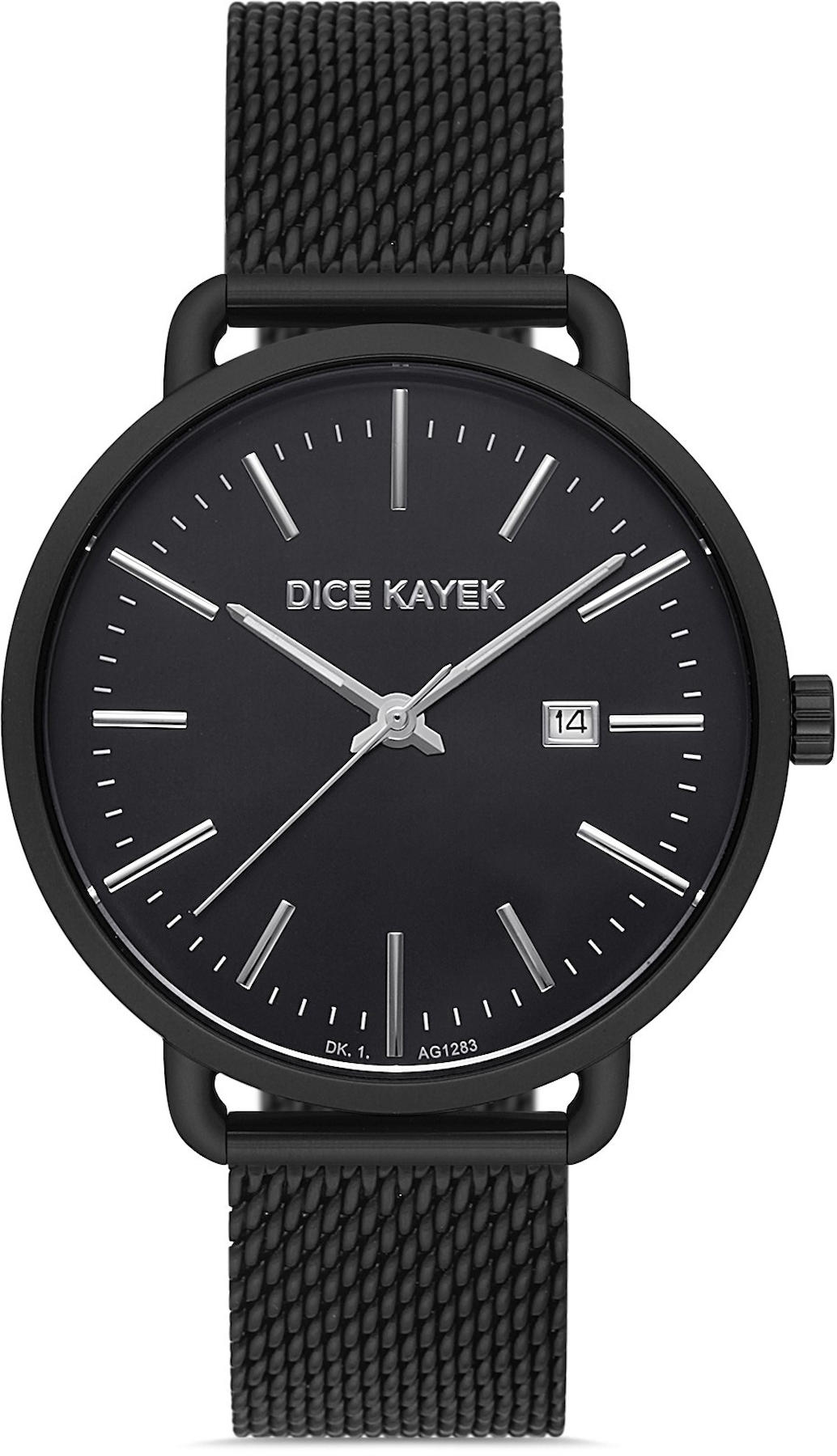 Dice Kayek DK.1.AG1283.06 Takvimli 43 mm Siyah Çelik Kordon Analog Kol Saati