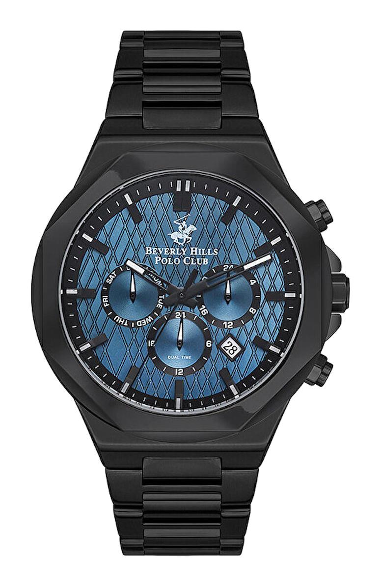 Beverly Hills Polo Club BP3361X690 Takvimli 46 mm Siyah Çelik Kordon Analog Erkek Kol Saati