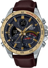 Casio ECB-900GL-1ADR Takvimli 48 mm Bordo Deri Kordon Analog Kol Saati