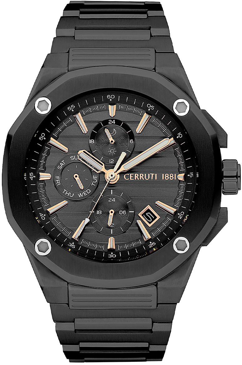 Cerruti 1881 CIWGK2206913 Takvimli 45 mm Siyah Çelik Kordon Analog Erkek Kol Saati